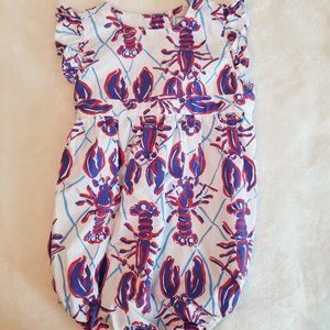 CPC Childrenswear 2T romper with lobster print.  Ties in back
